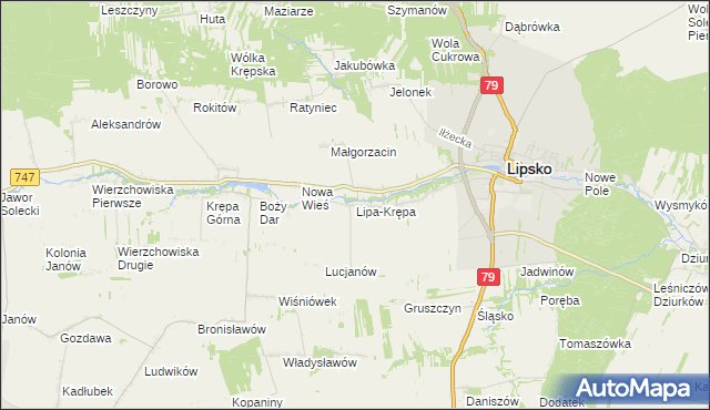 mapa Lipa-Krępa, Lipa-Krępa na mapie Targeo