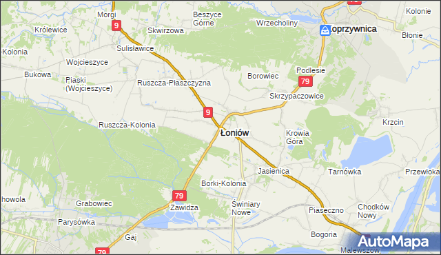 mapa Łoniów, Łoniów na mapie Targeo