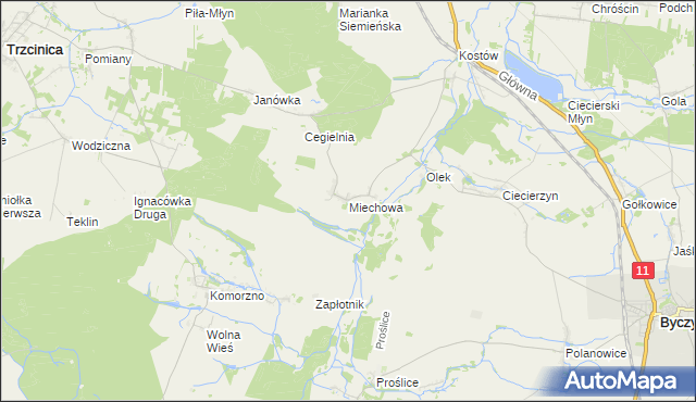 mapa Miechowa, Miechowa na mapie Targeo