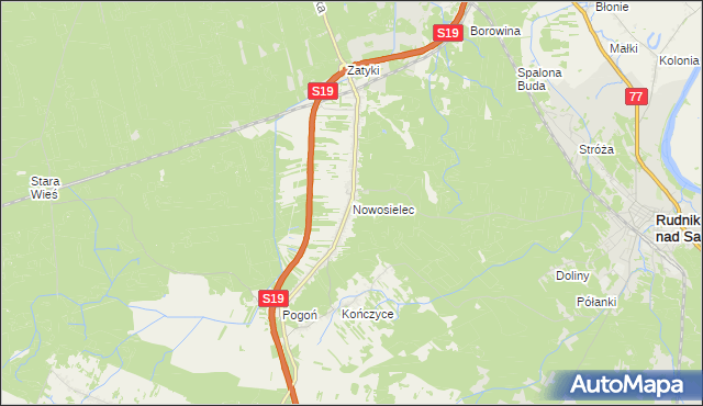 mapa Nowosielec gmina Nisko, Nowosielec gmina Nisko na mapie Targeo