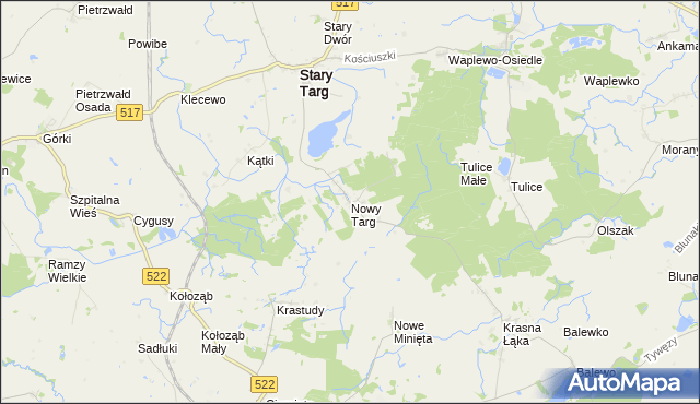 mapa Nowy Targ gmina Stary Targ, Nowy Targ gmina Stary Targ na mapie Targeo