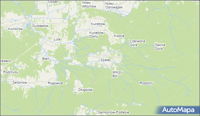 mapa Szałas gmina Zagnańsk, Szałas gmina Zagnańsk na mapie Targeo