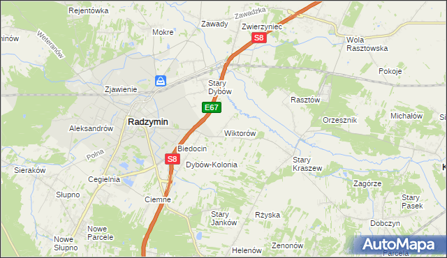 mapa Wiktorów gmina Radzymin, Wiktorów gmina Radzymin na mapie Targeo