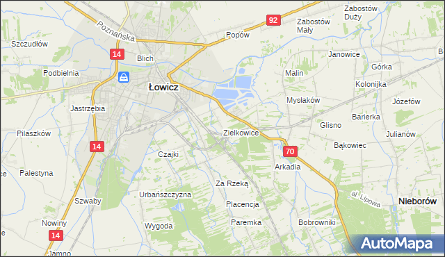 mapa Zielkowice, Zielkowice na mapie Targeo