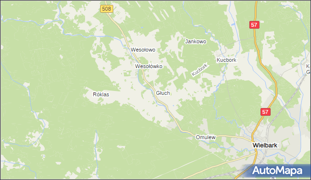 mapa Głuch, Głuch na mapie Targeo