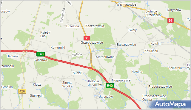 mapa Sieroniowice, Sieroniowice na mapie Targeo
