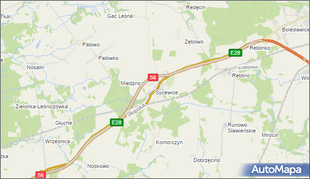 mapa Sycewice, Sycewice na mapie Targeo