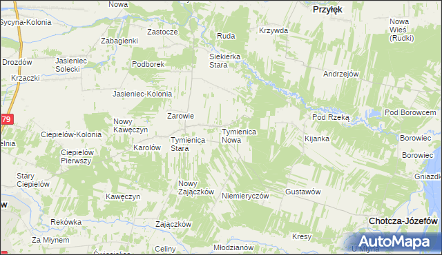 mapa Tymienica Nowa, Tymienica Nowa na mapie Targeo