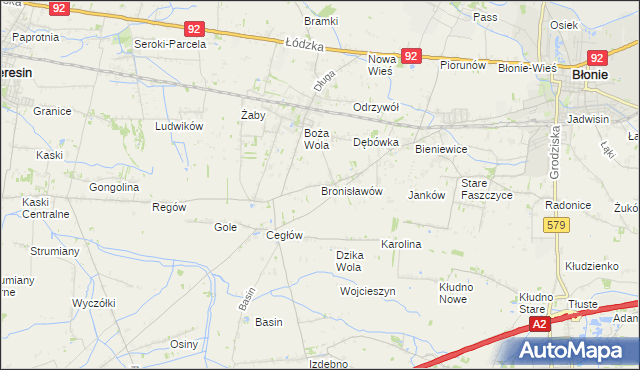 mapa Bronisławów gmina Baranów, Bronisławów gmina Baranów na mapie Targeo