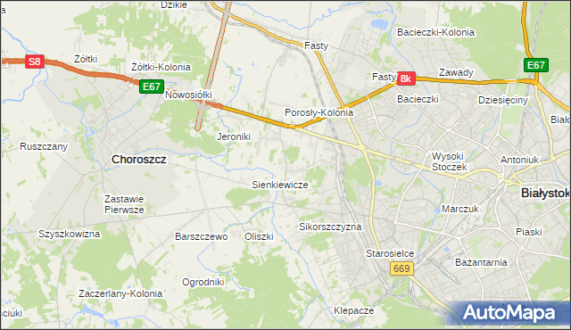 mapa Porosły, Porosły na mapie Targeo