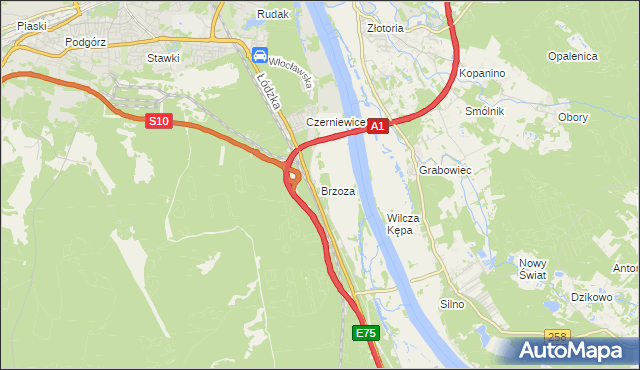mapa Brzoza gmina Wielka Nieszawka, Brzoza gmina Wielka Nieszawka na mapie Targeo