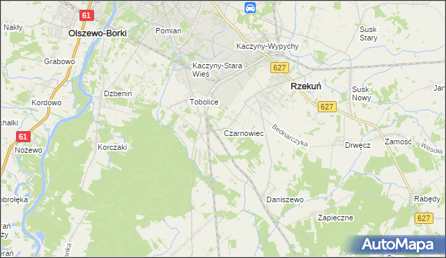 mapa Czarnowiec gmina Rzekuń, Czarnowiec gmina Rzekuń na mapie Targeo