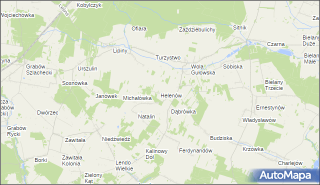 mapa Helenów gmina Adamów, Helenów gmina Adamów na mapie Targeo