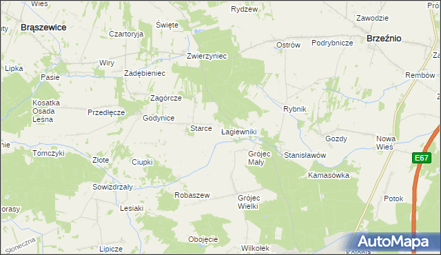 mapa Łagiewniki gmina Złoczew, Łagiewniki gmina Złoczew na mapie Targeo