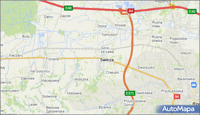 mapa Świlcza, Świlcza na mapie Targeo