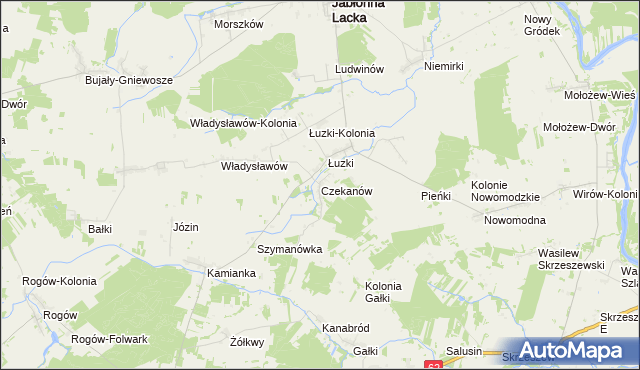 mapa Czekanów gmina Jabłonna Lacka, Czekanów gmina Jabłonna Lacka na mapie Targeo