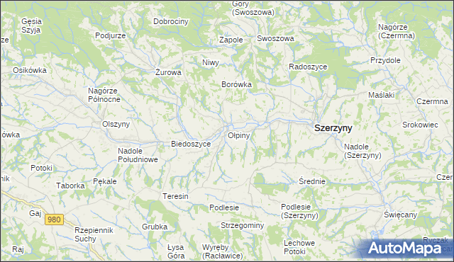 mapa Ołpiny, Ołpiny na mapie Targeo