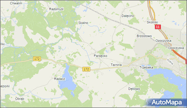 mapa Parsęcko, Parsęcko na mapie Targeo