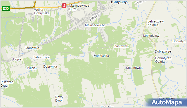 mapa Podolanka, Podolanka na mapie Targeo