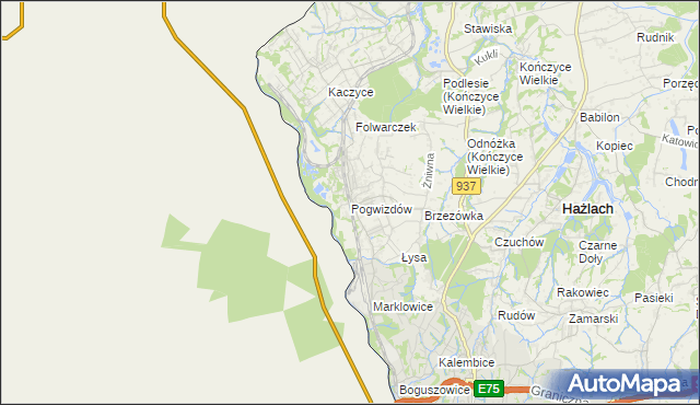 mapa Pogwizdów gmina Hażlach, Pogwizdów gmina Hażlach na mapie Targeo