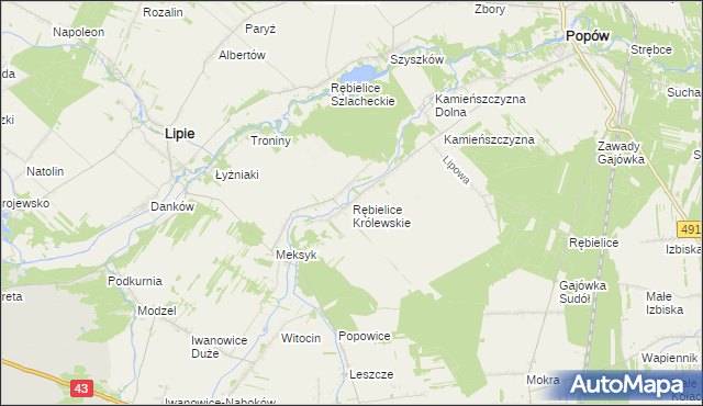 mapa Rębielice Królewskie, Rębielice Królewskie na mapie Targeo