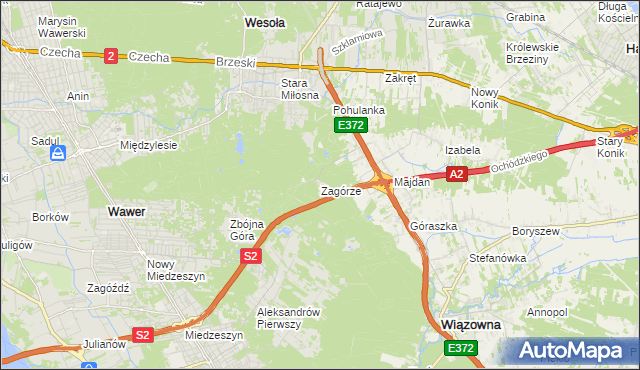 mapa Zagórze gmina Wiązowna, Zagórze gmina Wiązowna na mapie Targeo