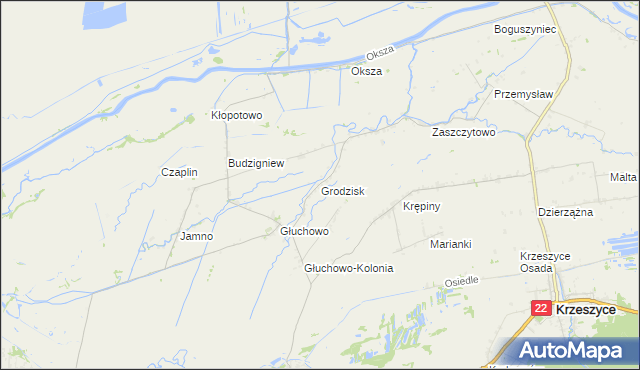 mapa Grodzisk gmina Słońsk, Grodzisk gmina Słońsk na mapie Targeo