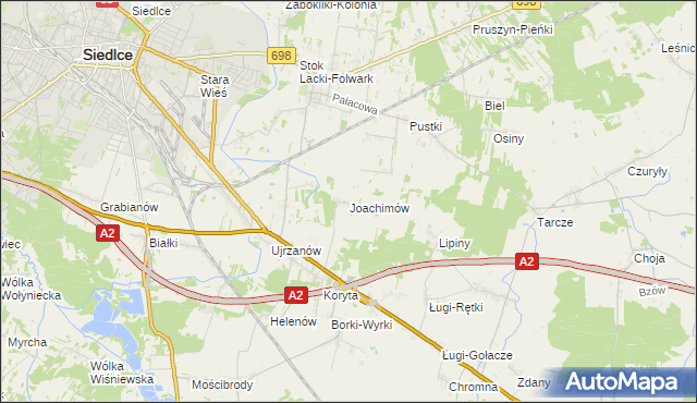 mapa Joachimów, Joachimów na mapie Targeo