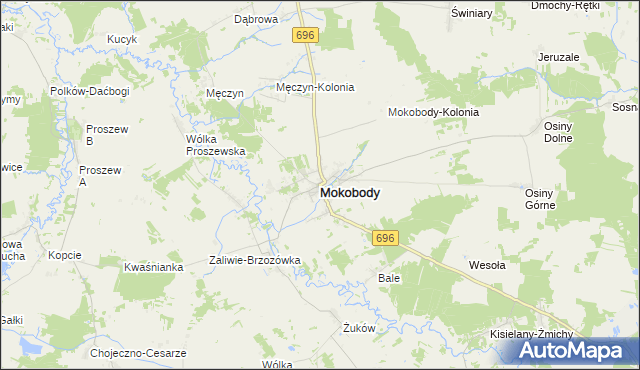 mapa Mokobody, Mokobody na mapie Targeo