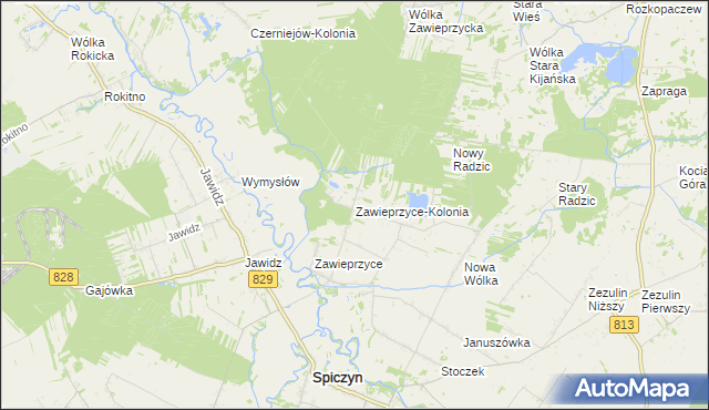 mapa Zawieprzyce-Kolonia, Zawieprzyce-Kolonia na mapie Targeo