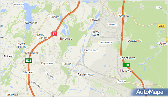 mapa Barniewice, Barniewice na mapie Targeo