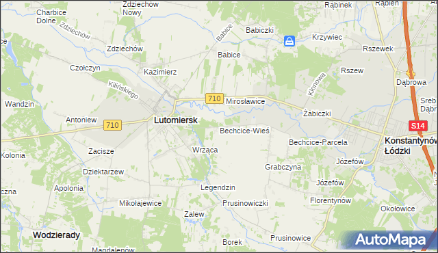 mapa Bechcice-Wieś, Bechcice-Wieś na mapie Targeo