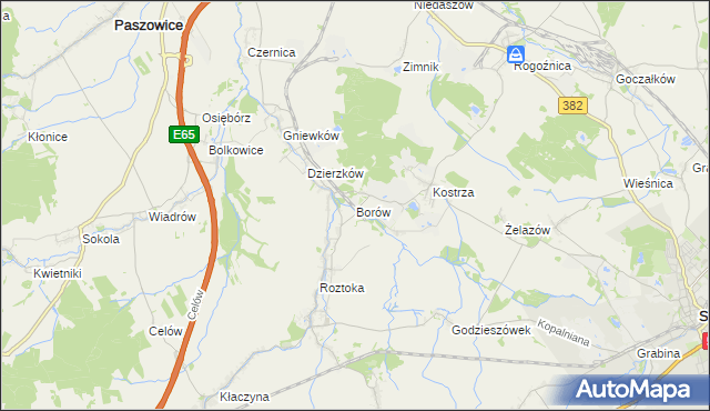 mapa Borów gmina Dobromierz, Borów gmina Dobromierz na mapie Targeo