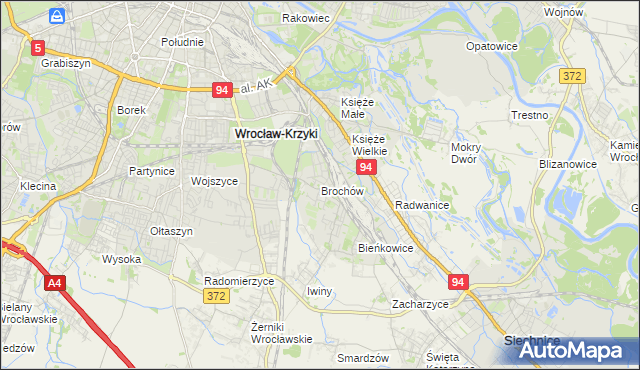 mapa Brochów gmina Wrocław, Brochów gmina Wrocław na mapie Targeo