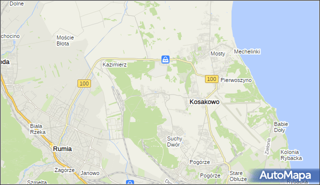 mapa Dębogórze, Dębogórze na mapie Targeo