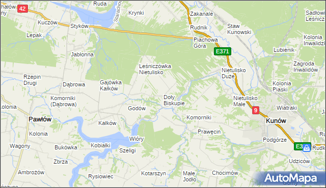 mapa Doły Biskupie, Doły Biskupie na mapie Targeo