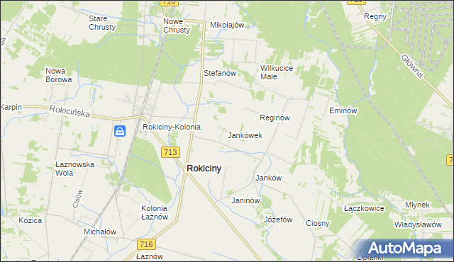 mapa Jankówek gmina Rokiciny, Jankówek gmina Rokiciny na mapie Targeo