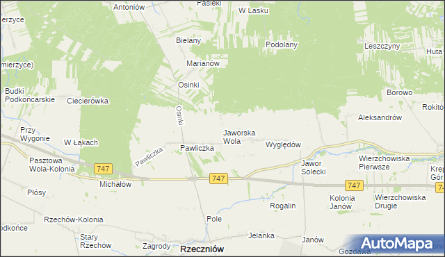 mapa Jaworska Wola, Jaworska Wola na mapie Targeo