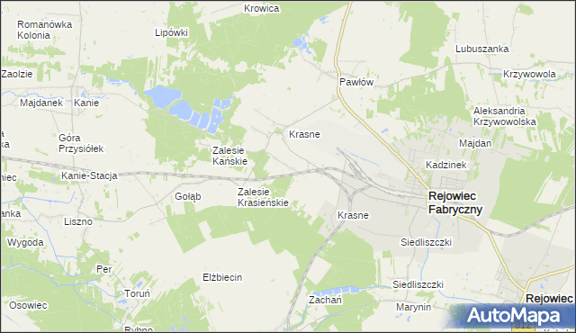 mapa Józefin gmina Rejowiec Fabryczny, Józefin gmina Rejowiec Fabryczny na mapie Targeo