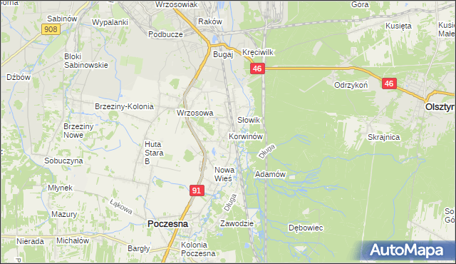 mapa Korwinów, Korwinów na mapie Targeo