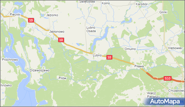 mapa Lubno gmina Wałcz, Lubno gmina Wałcz na mapie Targeo