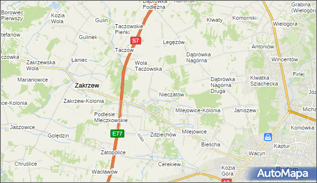 mapa Nieczatów, Nieczatów na mapie Targeo