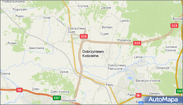 mapa Ogrodniki gmina Dobrzyniewo Duże, Ogrodniki gmina Dobrzyniewo Duże na mapie Targeo