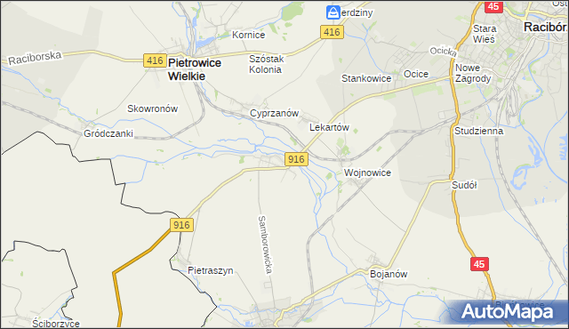 mapa Samborowice gmina Pietrowice Wielkie, Samborowice gmina Pietrowice Wielkie na mapie Targeo