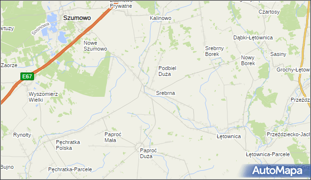 mapa Srebrna gmina Szumowo, Srebrna gmina Szumowo na mapie Targeo