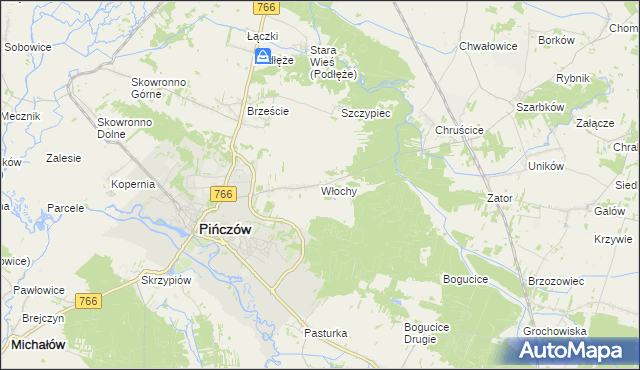 mapa Włochy gmina Pińczów, Włochy gmina Pińczów na mapie Targeo