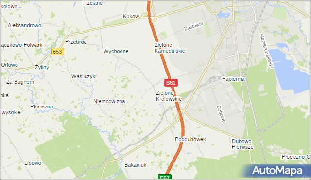 mapa Zielone Królewskie, Zielone Królewskie na mapie Targeo