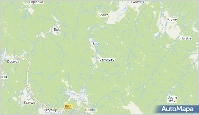 mapa Jaworzec, Jaworzec na mapie Targeo