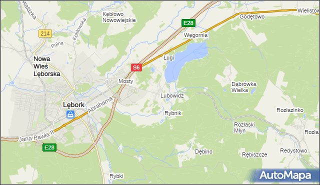 mapa Lubowidz gmina Nowa Wieś Lęborska, Lubowidz gmina Nowa Wieś Lęborska na mapie Targeo