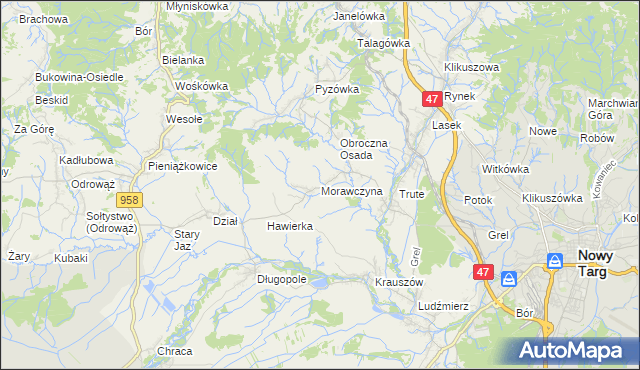 mapa Morawczyna, Morawczyna na mapie Targeo
